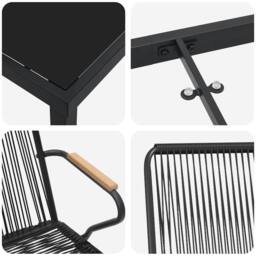 Berkfield Home 5 Piece Garden Dining Set Black PVC Rattan - thumbnail 9