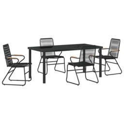 Berkfield Home 5 Piece Garden Dining Set Black PVC Rattan