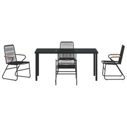 Berkfield Home 5 Piece Garden Dining Set Black PVC Rattan - thumbnail 7