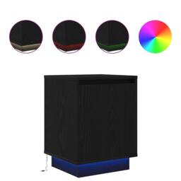 Berkfield Home Durable Bedside Cabinet with LED Lights¬†Black 38x34x50 cm in Black - Size: 38 x 34 x 50 cm - thumbnail 3