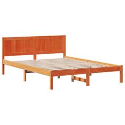 Berkfield Home Pine Wood Bed Frame Wax Brown Solid Pine Wood 150 x 200 cm - thumbnail 1