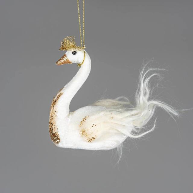 Shatchi Swan White 12x13cm - Christmas Hanging Decoration - Size: 12x13 cm - image 1