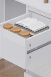 FWStyle White Gloss Vanity Makeup Dressing Table Desk With 3 Deep Drawers - thumbnail 3