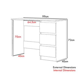 FWStyle White Gloss Vanity Makeup Dressing Table Desk With 3 Deep Drawers - thumbnail 5