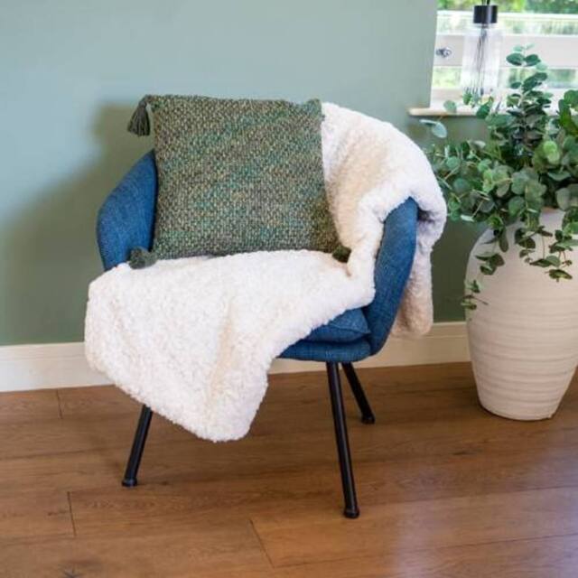 Madison & Mayfair Cream Faux Fur Throw - image 1