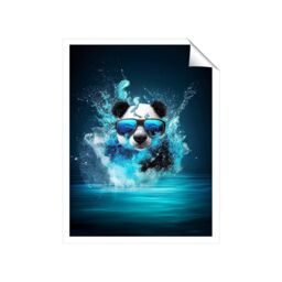"Warren Reed - Designer Panda With Glasses Splashart Water Unframed Art Print - Size: W24"" x H36""" - thumbnail 1