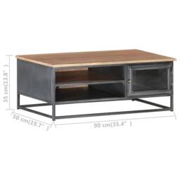 Berkfield Home Beautiful Coffee Table Grey 90x50x35 cm Solid Acacia Wood - Size: 90 x 50 x 35 cm - thumbnail 7