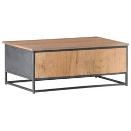 Berkfield Home Beautiful Coffee Table Grey 90x50x35 cm Solid Acacia Wood - Size: 90 x 50 x 35 cm - thumbnail 4