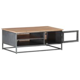Berkfield Home Beautiful Coffee Table Grey 90x50x35 cm Solid Acacia Wood - Size: 90 x 50 x 35 cm - thumbnail 1