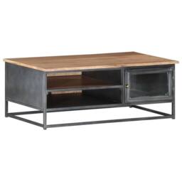 Berkfield Home Beautiful Coffee Table Grey 90x50x35 cm Solid Acacia Wood - Size: 90 x 50 x 35 cm - thumbnail 9