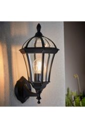 Netlighting Drayton 1 Light Outdoor Wall Lantern Clear Glass Black Paint IP44 E27 - thumbnail 2