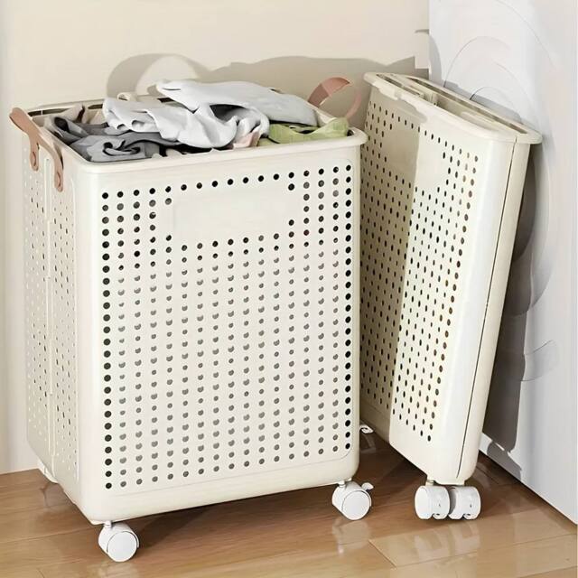 SPETLEK Large Capacity Foldable Laundry Basket 36cm in Cream - Size: 500mm - image 1