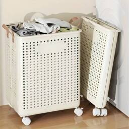SPETLEK Large Capacity Foldable Laundry Basket 36cm in Cream - Size: 500mm - thumbnail 1