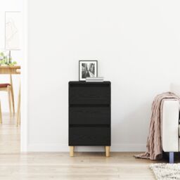 Berkfield Home Bedside Cabinet Black Oak 40x35x70 cm Engineered Wood - Size: 40 x 35 x 70 cm - thumbnail 4