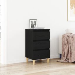 Berkfield Home Bedside Cabinet Black Oak 40x35x70 cm Engineered Wood - Size: 40 x 35 x 70 cm - thumbnail 1