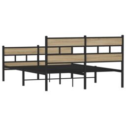 Berkfield Home Metal Bed Frame without Mattress Sonoma Oak 160x200 cm in Brown - thumbnail 6