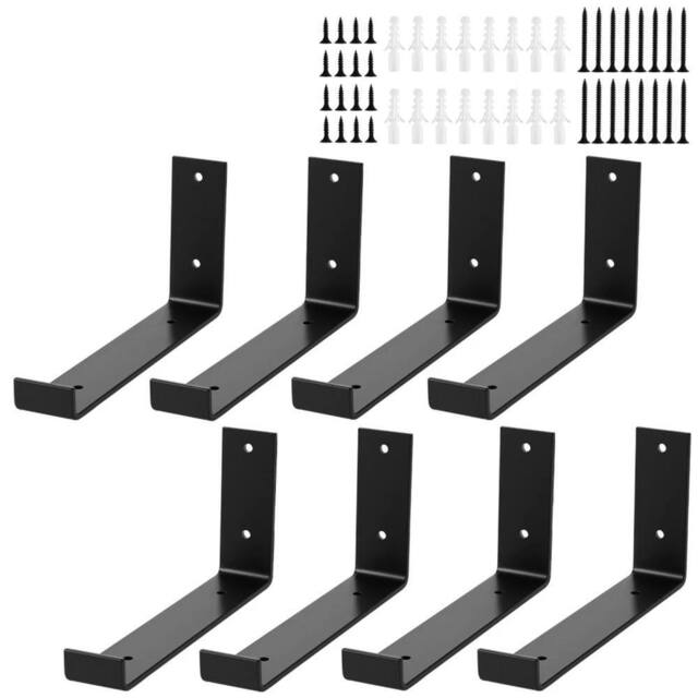 SPETLEK 8x Heavy Duty Rustic Industrial Scaffold Board Shelf Wall Brackets in Black - image 1
