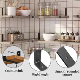 SPETLEK 8x Heavy Duty Rustic Industrial Scaffold Board Shelf Wall Brackets in Black - thumbnail 3