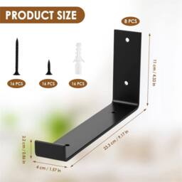 SPETLEK 8x Heavy Duty Rustic Industrial Scaffold Board Shelf Wall Brackets in Black - thumbnail 2