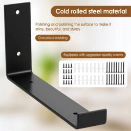 SPETLEK 8x Heavy Duty Rustic Industrial Scaffold Board Shelf Wall Brackets in Black - thumbnail 6