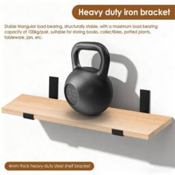 SPETLEK 8x Heavy Duty Rustic Industrial Scaffold Board Shelf Wall Brackets in Black - thumbnail 5