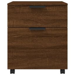 Berkfield Home Mobile File Cabinet with Wheels Brown Oak 45x38x54 cm Engineered Wood - Size: 45 x 38 x 54 cm - thumbnail 3