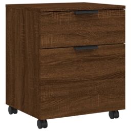 Berkfield Home Mobile File Cabinet with Wheels Brown Oak 45x38x54 cm Engineered Wood - Size: 45 x 38 x 54 cm - thumbnail 2
