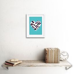 "Artery8 Wall Art Print Leopard Blue & Purple Solid Beautiful Art Framed 9x7 inch in White - Size: W7"" x H9""" - thumbnail 2