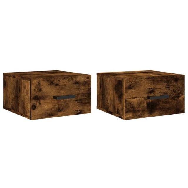 Berkfield Home Wall-mounted Bedside Cabinets 2 pcs Smoked Oak 35x35x20 cm in Brown - Size: 35 x 35 x 20 cm - image 1