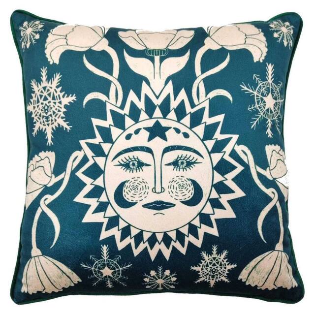 Nina Pace Winter Solstice Filled Cushion in Dark Green - image 1