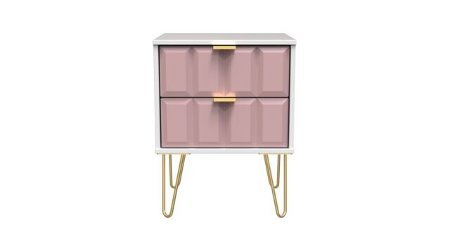 Ready Assembled 2 U Metro 2 Drawer Bedside Cabinet (Ready Assembled) in Dusty Pink - image 1