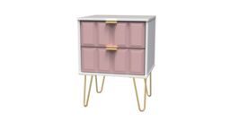 Ready Assembled 2 U Metro 2 Drawer Bedside Cabinet (Ready Assembled) in Dusty Pink - thumbnail 3