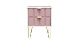 Ready Assembled 2 U Metro 2 Drawer Bedside Cabinet (Ready Assembled) in Dusty Pink - thumbnail 1