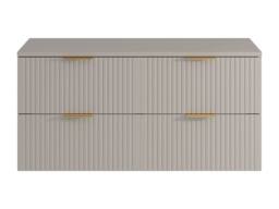 Vente-unique Fluted Wall-Hung Bathroom Unit With Double Round Countertop Basin in Beige - thumbnail 7