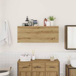 Berkfield Home Bathroom Wall Cabinet Artisan Oak 100x25x40 cm Engineered Wood in Brown - Size: 100 x 25 x 40 cm - thumbnail 3