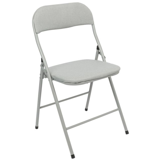 Harbour Housewares Fabric Padded Metal Folding Chair in Grey - image 1
