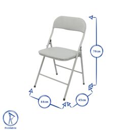 Harbour Housewares Fabric Padded Metal Folding Chair in Grey - thumbnail 3