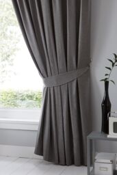 Fusion 'Dijon' Thermal & Blackout Fully Lined Pencil Pleat Curtains in Charcoal - Size: 117 cm width x 183 cm drop - thumbnail 3