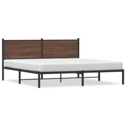 Berkfield Home Metal Bed Frame without Mattress Brown Oak 160x200 cm - thumbnail 3