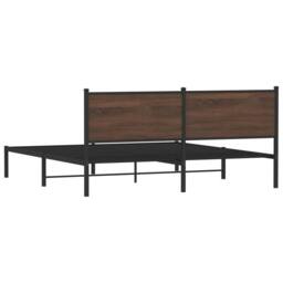Berkfield Home Metal Bed Frame without Mattress Brown Oak 160x200 cm - thumbnail 7