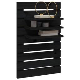 Berkfield Home Beautiful Wall-mounted Bedside Shelves 2 pcs Black Solid Wood Pine - thumbnail 4