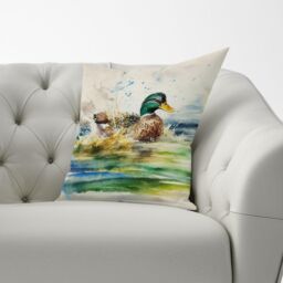Warren Reed - Designer Splashing Mallard Watercolour Cushions in Brown - Size: 45 cm x 45 cm - thumbnail 3