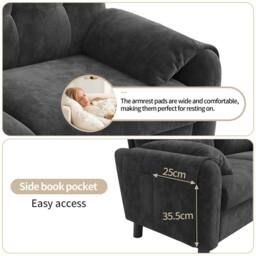 ModernLuxe 2 seater chenille sofa with soft cushions & side storage pocket in Grey - thumbnail 5