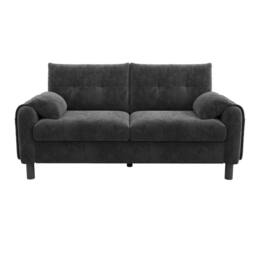 ModernLuxe 2 seater chenille sofa with soft cushions & side storage pocket in Grey - thumbnail 8