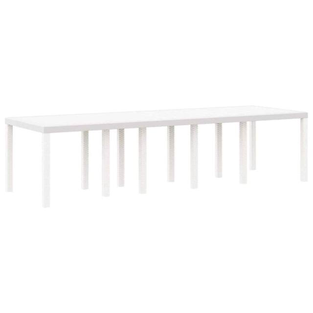 Berkfield Home Garden Table White 300x100x73 cm Poly Rattan - Size: 300 x 100 x 73 cm