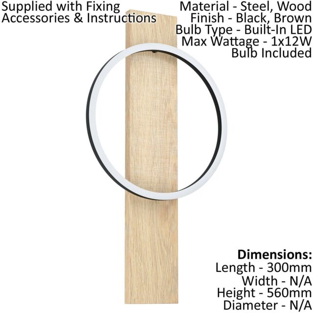 Loops Wall Flush Ceiling Light Colour Black Brown Shade White Plastic Bulb LED 1x12W - image 1