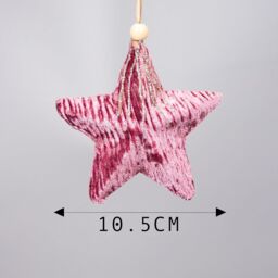 Shatchi Pink Burgundy Star 10.5cm - Christmas Tree Hanging Decorations Ornaments Themed, 3pcs - thumbnail 2
