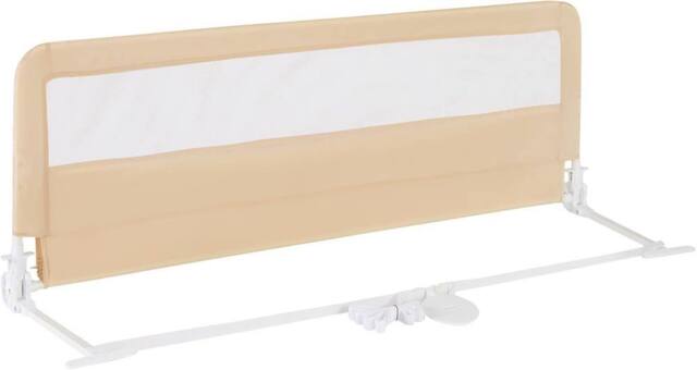 Gymax Folding Baby Bed Rail Height Adjustable Bed Guard With Fastening Belt in Beige - image 1