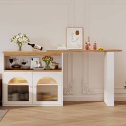 BTM Extendable Kitchen Island with LED in White - thumbnail 4