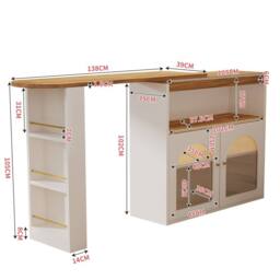 BTM Extendable Kitchen Island with LED in White - thumbnail 7